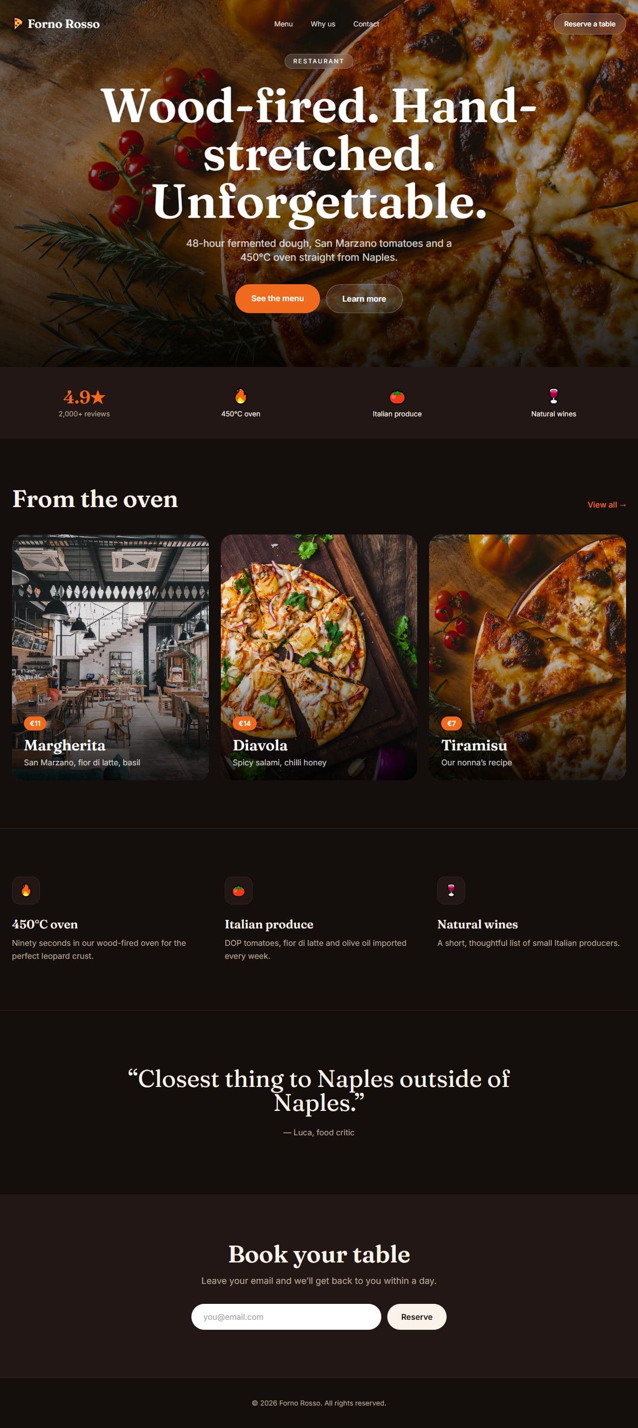 Forno Rosso — Restaurant website built with SchemaWebsites